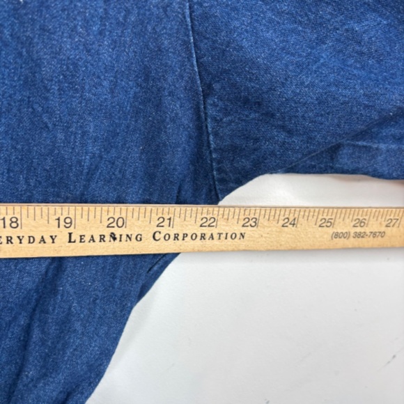 VTG 70s Denim Wide Leg Jumpsuit L Boonies Long Sleeve Button Front Pockets Retro - Picture 11 of 14